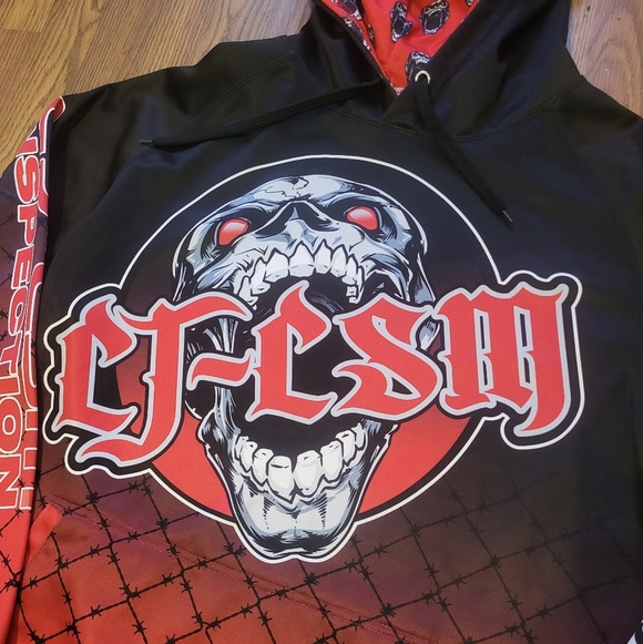 Skull Graphic Hoodie – Red & Black Gothic Streetwear CJ-CSM B37 - Picture 2 of 6
